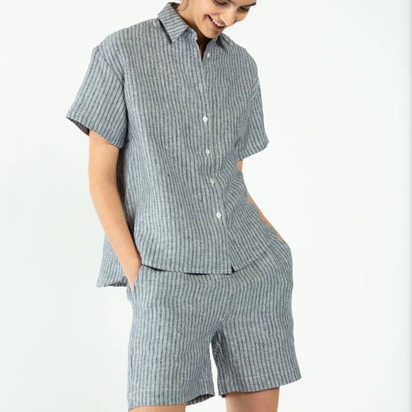 Neu Nomads Eileen Button Down Short Sleeve Linen Shirt of Co-Ord Set - Picture 2 of 7